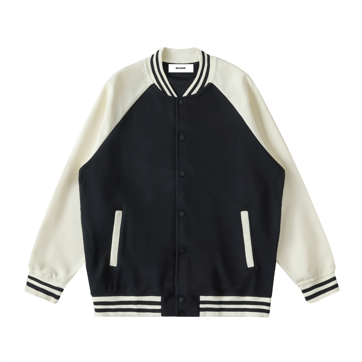 Two Tone Raglan Sleeve Varsity Jacket