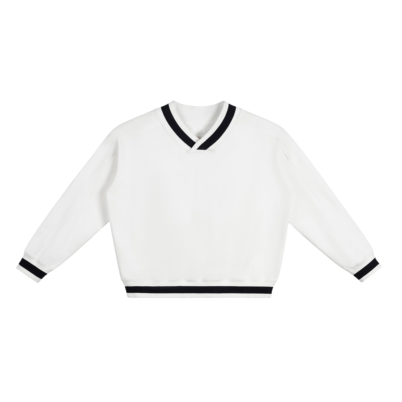 V-Neck Contrast Collar Boxy Sweatshirt