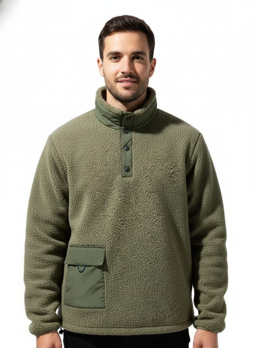 Men's Plus Size Drawstring Fleece Long Sleeve Top