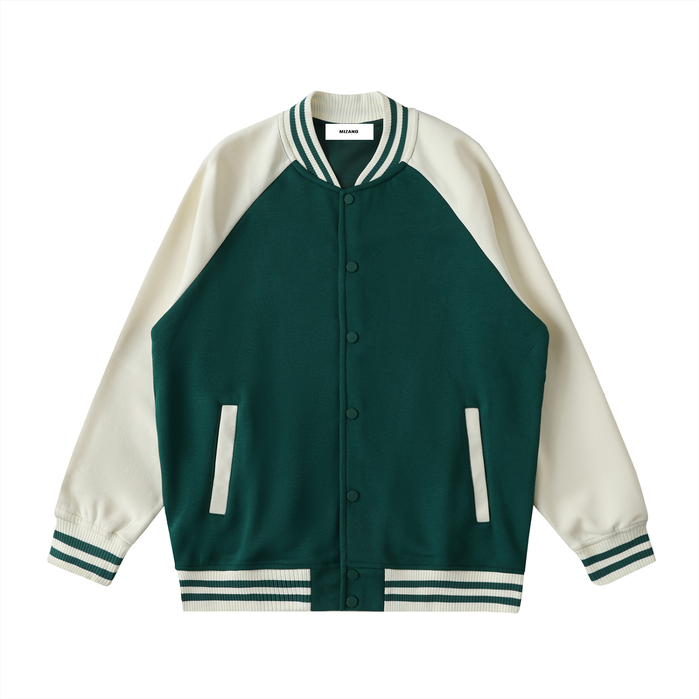 Two Tone Raglan Sleeve Varsity Jacket