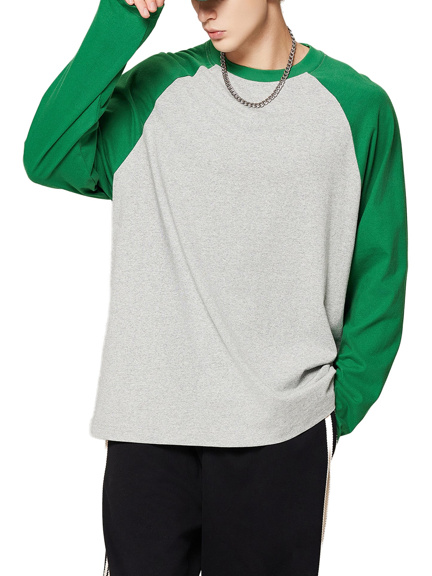 Color-Blocked Raglan Long-Sleeve T-Shirt