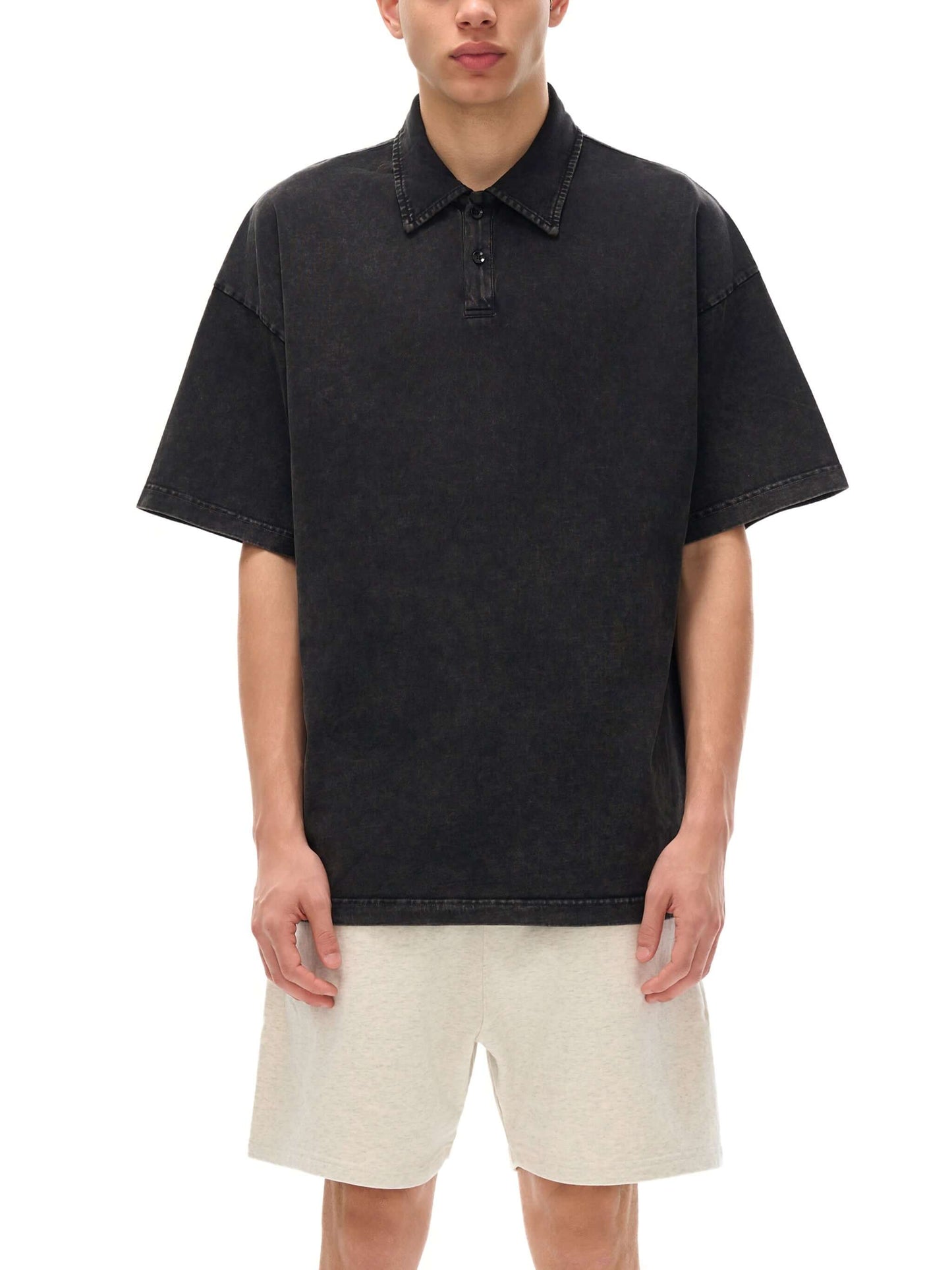 Heavyweight Snow-Washed Polo T-Shirt