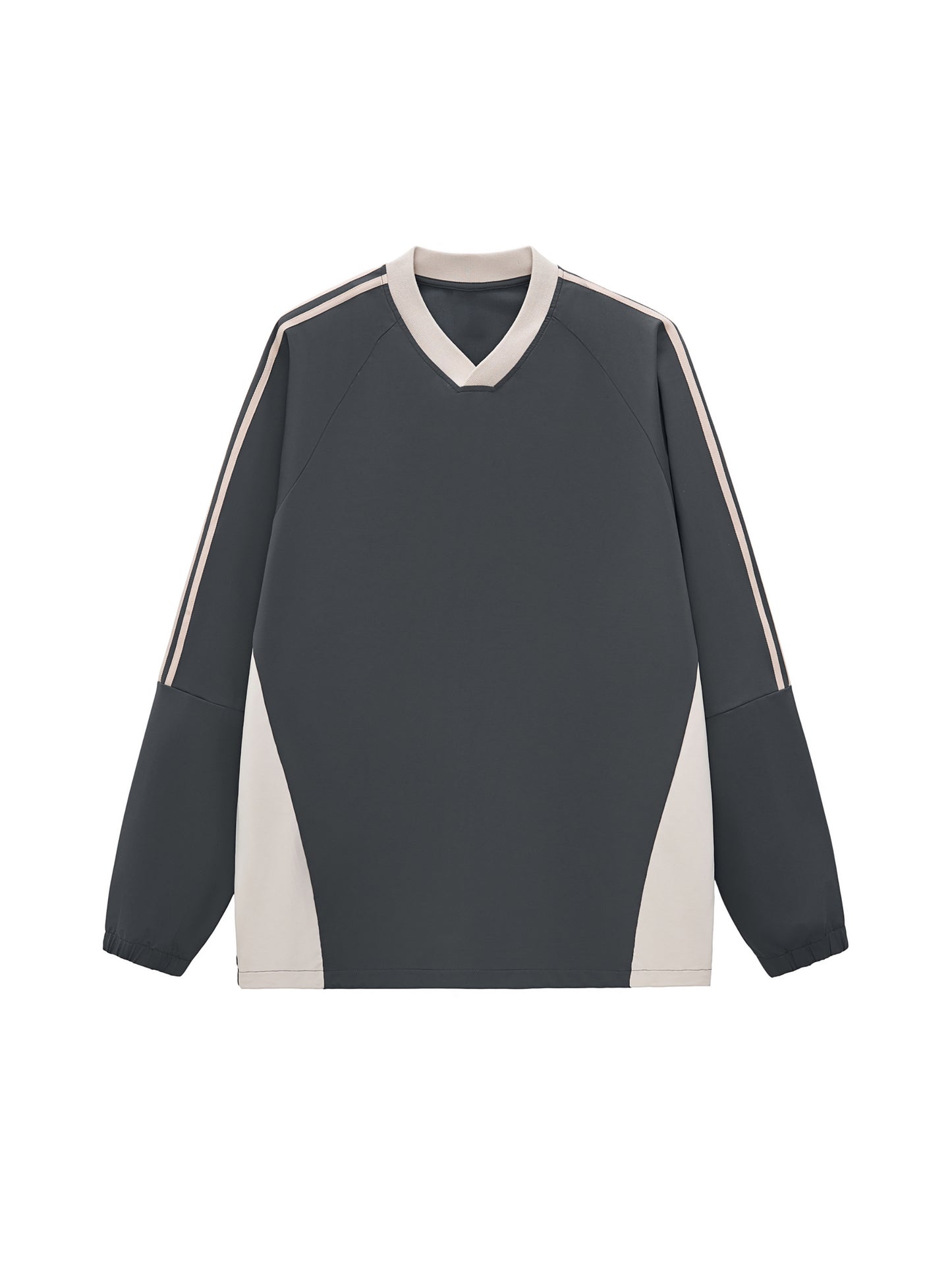 Color-Block V-Neck Long-Sleeve T-Shirt