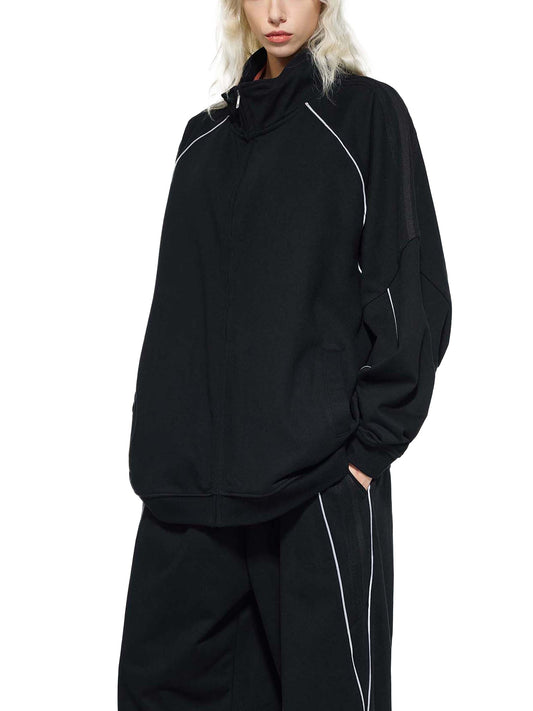 Reflection Striped Raglan Sleeve  Jacket