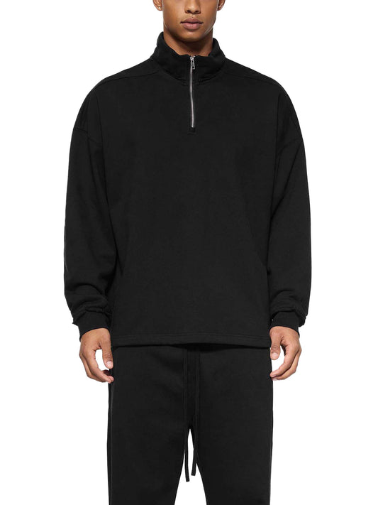 Half-Zip Rolled Edge Fleece Sweatshirt